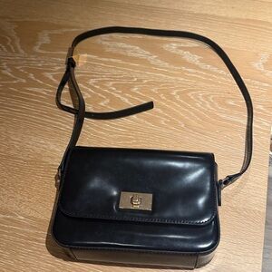 NWT J Crew Black Edie Italian Leather Crossbody Bag